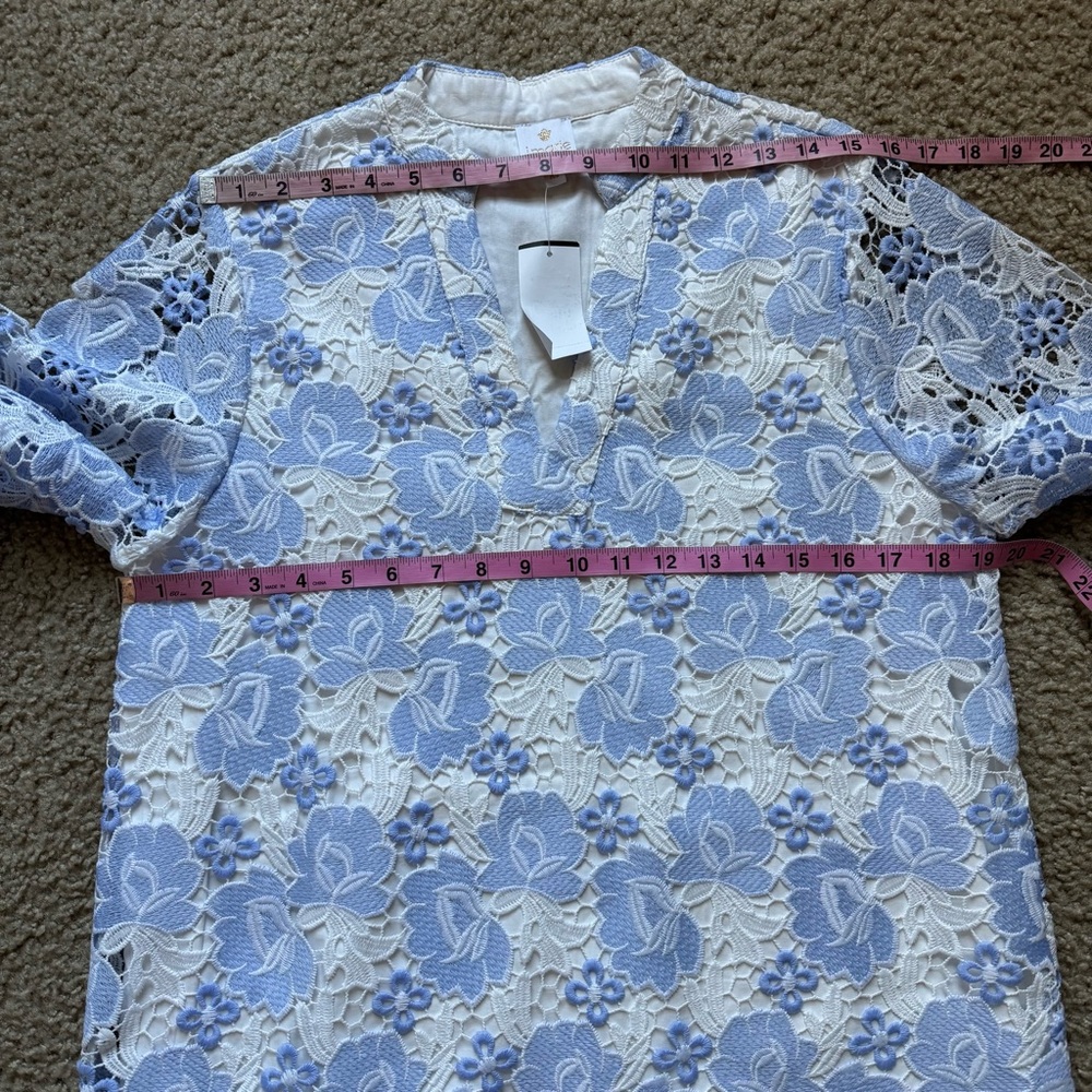 NWT J.Marie Maggie Floral Lace Shift Dress Sz XS Blue White - Picture 9 of 13